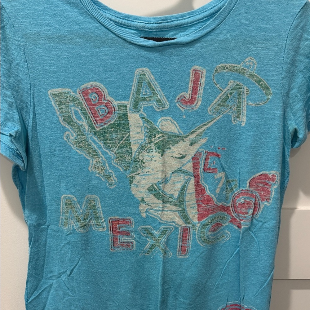 Vintage Chip & Pepper 100% cotton Baja Mexico Graphic Tee - Light Blue